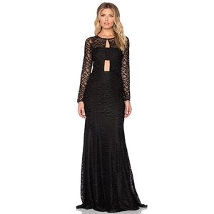 JAY GODFREY DORVAL LACE PANELED OPEN BACK GOWN 0